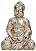 Decoratie beeld Boeddha antiek zilver 41 cm