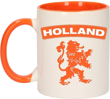 Holland oranje leeuw mok/ beker oranje wit 300 ml