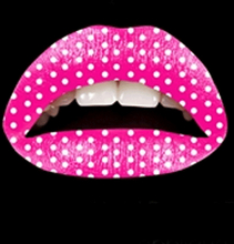 Lipstickers roze met witte stippen