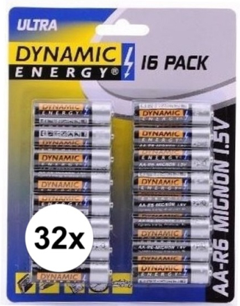 Dynamic Energry LR6 AA batterijen 32 stuks