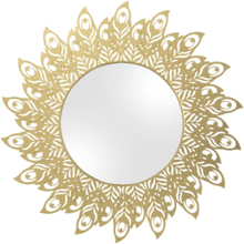 Mirror Peacock Feathers Steel Gold Home Furniture Mirrors Wall Mirrors Gold Leitmotiv