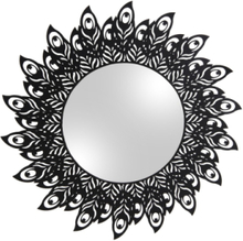 "Mirror Peacock Feathers Steel Black Home Furniture Mirrors Wall Mirrors Black Leitmotiv"