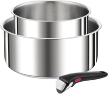 Ingenio Preference On 3 Pcs Saucepan Set Home Kitchen Pots & Pans Saucepan Sets Silver Tefal