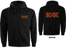AC/DC: Unisex Zipped Hoodie/Logo (Back Print) (Small)
