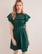Jersey-Minikleid mit Bortendetail Damen Boden, Dunkles Smaragdgrün
