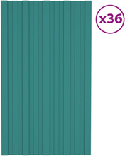 vidaXL Takprofiler 36 st galvaniserat stål grön 80x45 cm