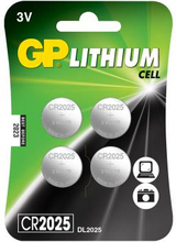 GP Lithium Cell Battery CR2025, 3V, 4-pack