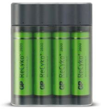 GP Charge AnyWay 2-in-1 USB Battery Charger, incl. 4 x AA 2600 mAh Batteries