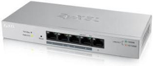 Zyxel GS1200-5HPv2, 5 Port Gigabit PoE+ webmanaged Switch, 4x PoE, 60 Watt, fanless