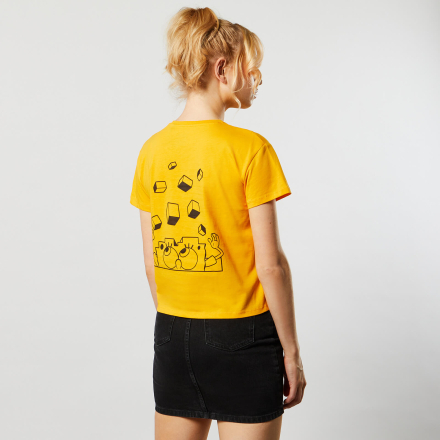 Spongebob Squarepants Fragmented Spongebob Women's Cropped T-Shirt - Mustard - XL - Mustard