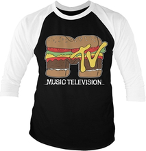 MTV Hamburger Baseball 3/4 Sleeve Tee, Long Sleeve T-Shirt