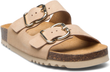 Sl Isabelle Suede Sand Shoes Summer Shoes Flat Sandals Beige Scholl*Betinget Tilbud