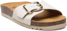 Sl Eveline Leather Off White Shoes Summer Shoes Flat Sandals Beige Scholl*Betinget Tilbud
