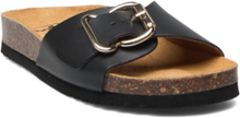 Sl Eveline Leather Black Shoes Summer Shoes Flat Sandals Svart Scholl*Betinget Tilbud