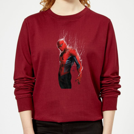 Marvel Spider-man Web Wrap Women's Sweatshirt - Burgundy - L - Burgundy