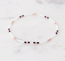 Perlearmbånd med bjergkrystal, hvid, pink og sølv