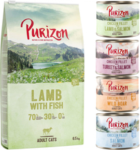 Purizon 2 x 6,5 kg + Purizon Nassfutter-Mix 6 x 200 g gratis! - Adult Lamm mit Fisch