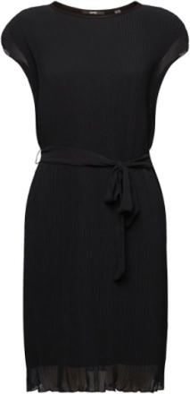 Sleeveless Mini Dress With Plissé Pleats Kort Kjole Black Esprit Collection