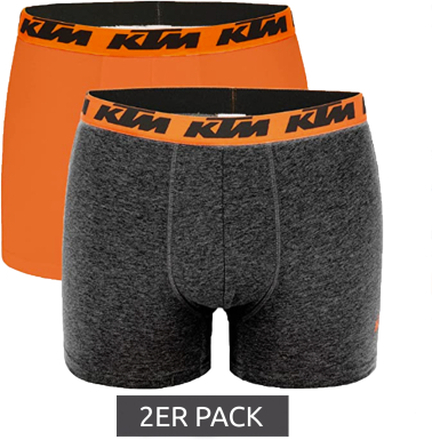 2er Pack KTM Herren Boxershorts knallige Unterwäsche mit Logoprint 1BCX2ASS2D GOR Dunkelgrau/Orange
