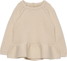 Knitted Pullover W. Frill Tops Knitwear Pullovers Cream Copenhagen Colors