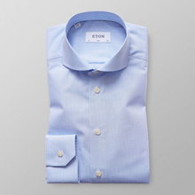 Eton Slim fit Ljusblårutig skjorta - poplin