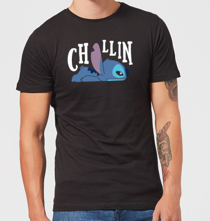 Disney Lilo And Stitch Chillin Men's T-Shirt - Black - L
