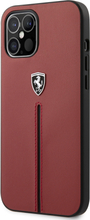 Ferrari Scuderia - Lederen backcover hoes - iPhone 12 Pro Max - Rood + Lunso Tempered Glass