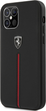 Ferrari Scuderia - Lederen backcover hoes - iPhone 12 / iPhone 12 Pro - Zwart + Lunso Tempered Glass
