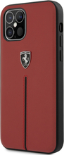 Ferrari Scuderia - Lederen backcover hoes - iPhone 12 / iPhone 12 Pro - Rood + Lunso Tempered Glass