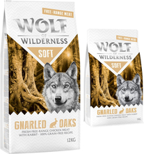 12 kg + 1 kg gratis! Wolf of Wilderness Trockenfutter 13 kg - "Soft - Gnarled Oaks" - Freilandhuhn & Kaninchen (halbfeucht)