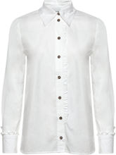 Cotton Poplin Ruffle Shirt Tops Shirts Long-sleeved White Ganni