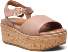 Eloise Cork-Wrap Leather Back-Strap Wedge Sandals Shoes Summer Shoes Platform Sandals Beige FitFlop*Betinget Tilbud