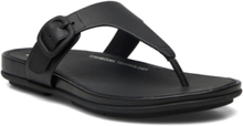 Gracie Rubber-Buckle Leather Toe-Post Sandals Shoes Summer Shoes Flip Flops Svart FitFlop*Betinget Tilbud