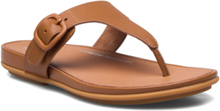 Gracie Rubber-Buckle Leather Toe-Post Sandals Shoes Summer Shoes Flip Flops Brun FitFlop*Betinget Tilbud