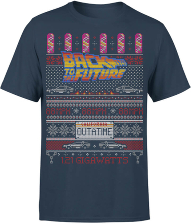 Back To The Future OUTATIME Männer Weihnachts T-Shirt - Navy - L