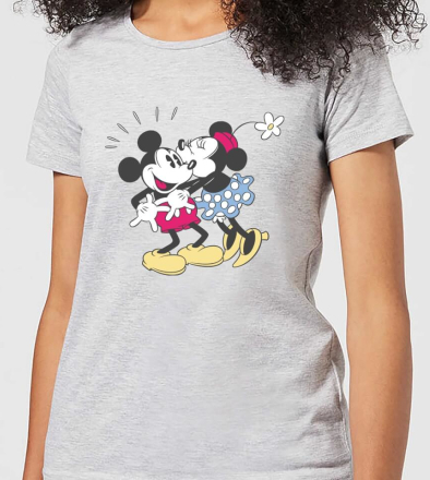 Disney Mickey Mouse Minnie Kiss Women's T-Shirt - Grey - S
