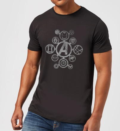 Avengers Distressed Metal Icon Men's T-Shirt - Black - XL