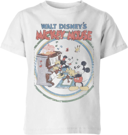 Disney Retro Poster Piano Kids' T-Shirt - White - 5-6 Years - White