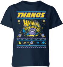Thanos Christmas Knit Kids Christmas T-Shirt - Navy - 3-4 Years