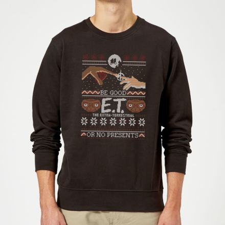E.T. the Extra-Terrestrial Be Good or No Presents Christmas Sweatshirt - Black - M - Black