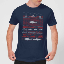 Jaws Great White Christmas Men's T-Shirt - Navy - S
