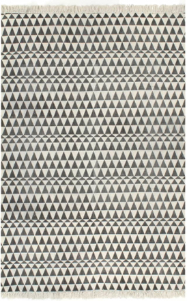 vidaXL Gulvsteppe kilim-vevet bomull med mønster 120x180 cm svart/hvit