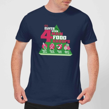 Elf Food Groups Men's Christmas T-Shirt - Navy - M - Navy