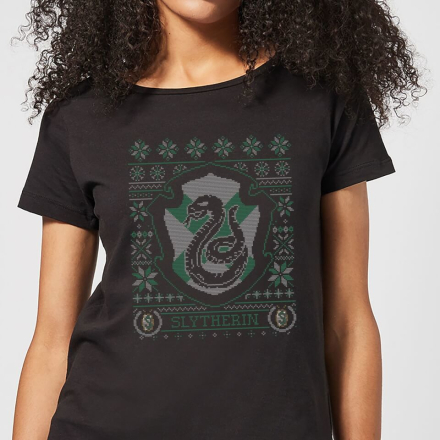 Harry Potter Slytherin Crest Women's Christmas T-Shirt - Black - XXL