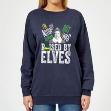 Elf Raised By Elves Women's Christmas Jumper - Navy - XS