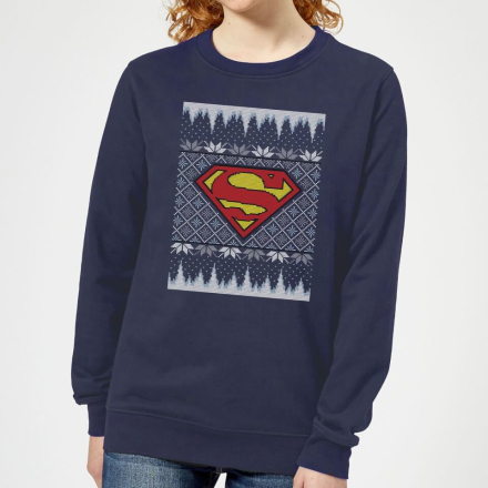 DC Comics Superman Knit Damen Weihnachtspullover – Navy - L