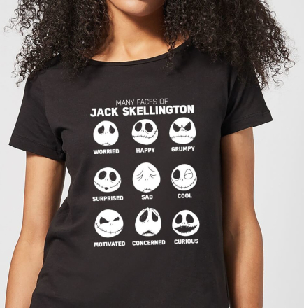 Nightmare Before Christmas Jack Pumpkin Faces Collection Women's T-Shirt - Black - XXL