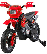 Moto cross elettrica per bambini con rotelle, rosso