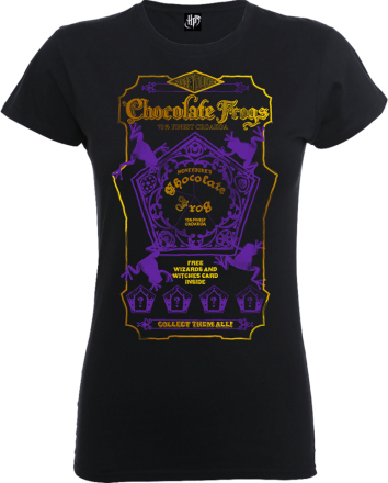 Harry Potter Honeydukes Purple Chocolate Frogs Women's Black T-Shirt - XXL