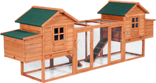 Pollaio gabbia per galline in legno 2 casette con tetto apribile